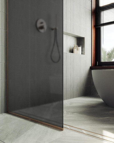 Душевая перегородка Maybah Glass MGD-694-2у 890х1950 в узком профиле Бронза стекло графитовое матовое