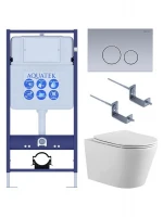 Комплект унитаза с инсталляцией Aquatek Set Aquatek Вега-1905-036 цвет Белый с сиденьем Микролифт и клавишей смыва цвет Хром глянцевый