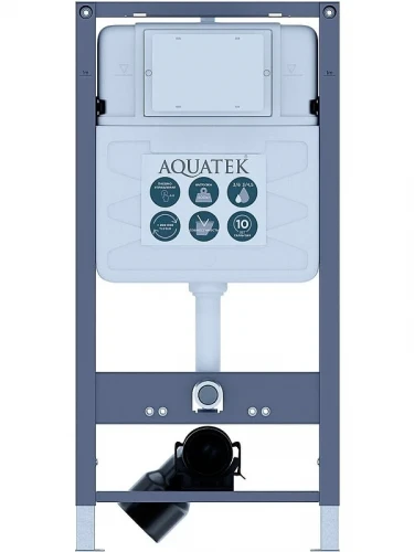 Комплект унитаза с инсталляцией Aquatek Set Aquatek Сириус PNS-07 4в1 цвет Белый с сиденьем Микролифт и клавишей смыва цвет Хром глянцевый