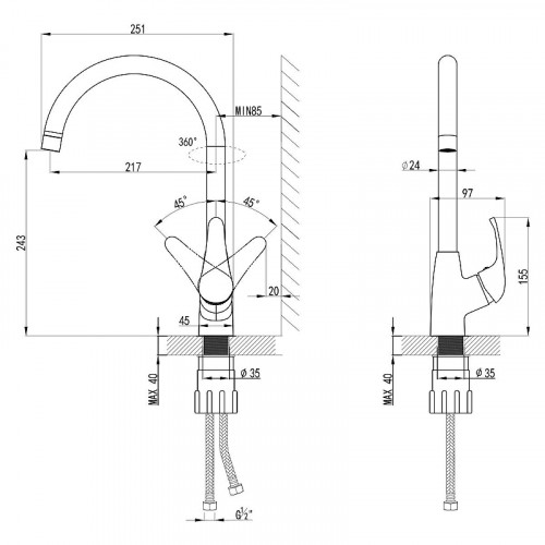 Смеситель для кухни AWP Agura S0705C цвет Хром