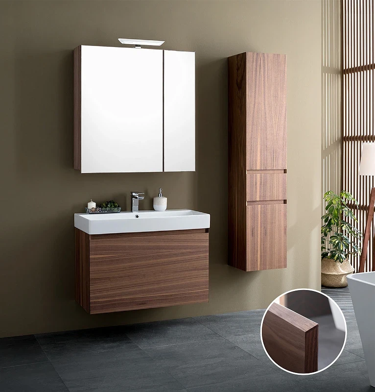 Зеркальный шкаф Aquanet Нью-Йорк 100 L 203955 Орех МДФ / ЛДСП, стекло