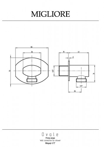 Шланговое подключение Migliore Ovale 20156 цвет Хром