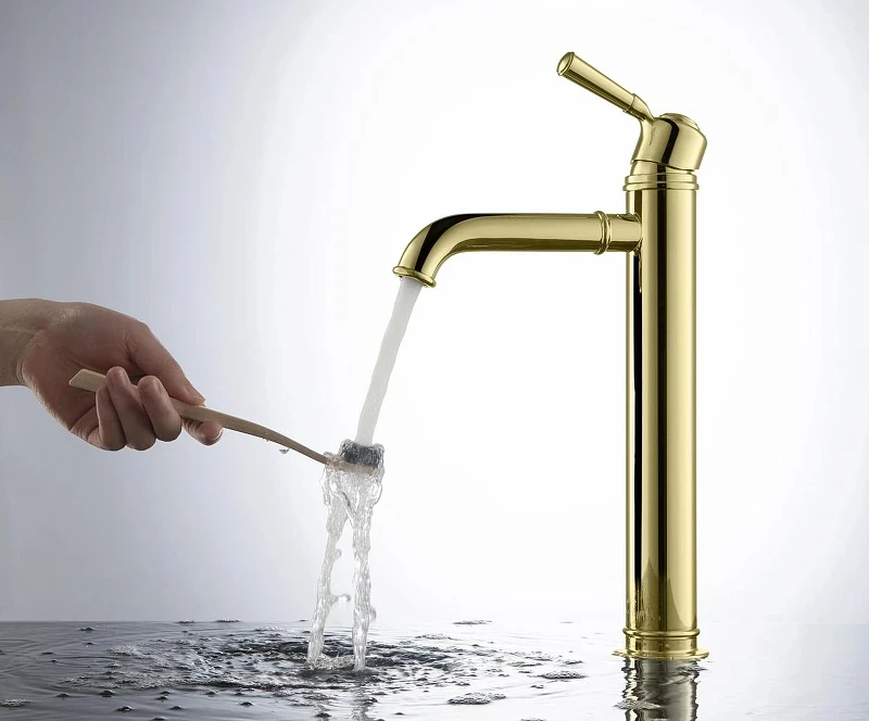 Смеситель для раковины Aquatek Классик AQ1504PG Полированное золото латунь