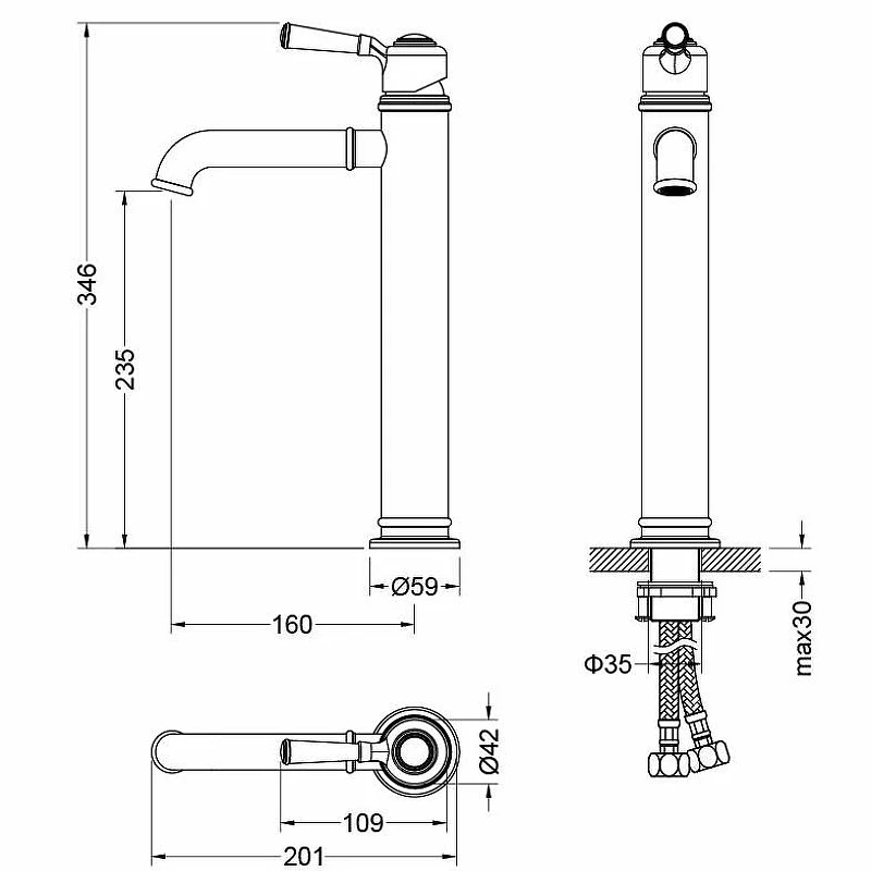 Смеситель для раковины Aquatek Классик AQ1504PG Полированное золото латунь