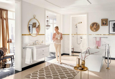 Смеситель для ванны Hansgrohe Metropol Classic 31445090 Хром Золото латунь на пол
