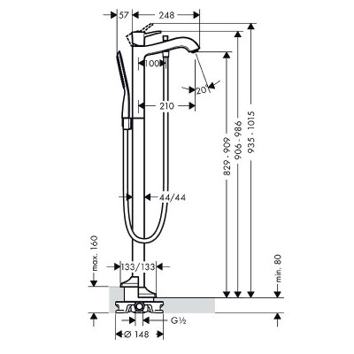 Смеситель для ванны Hansgrohe Metropol Classic 31445090 Хром Золото латунь на пол