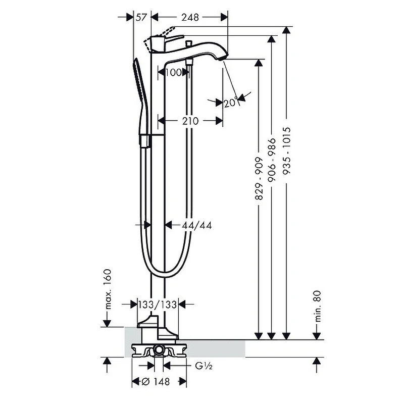 Смеситель для ванны Hansgrohe Metropol Classic 31445090 Хром Золото латунь на пол