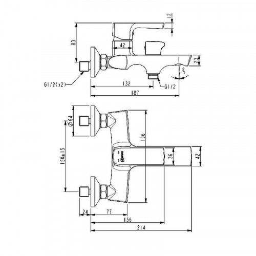 Смеситель для ванны Lemark Ursus LM7214BL Черный матовый