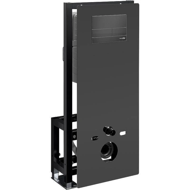 Инсталляция WasserKRAFT Glan 66TLT.010.ME.BL.MB04 для унитаза Черное стекло с Черной матовой клавишей смыва