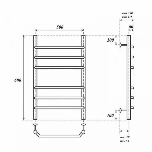 Водяной полотенцесушитель Point Венера PN07156 П6 500x600 Хром
