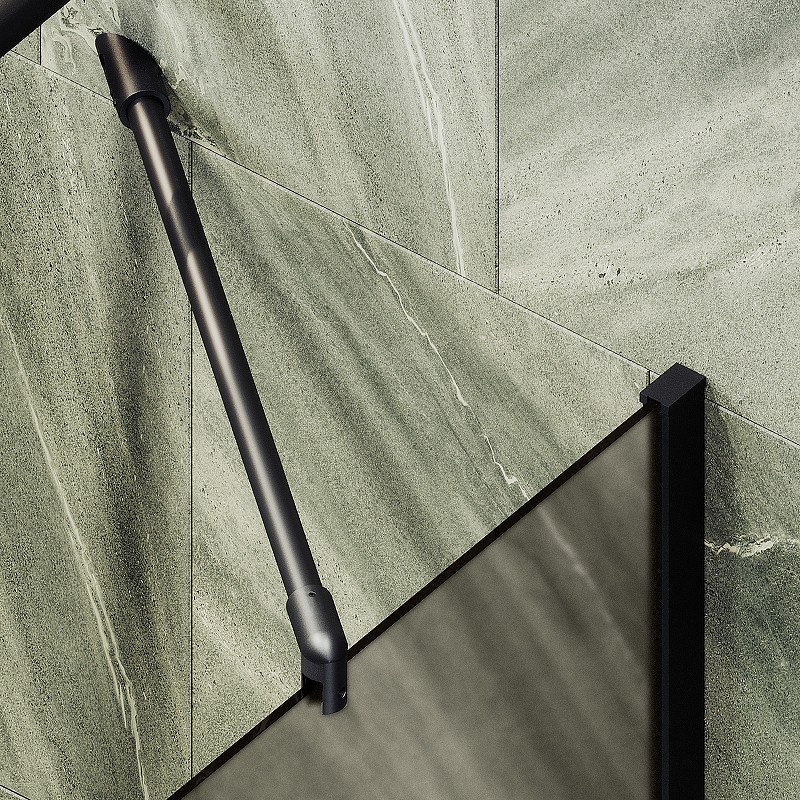 Шторка на ванну Maybah Glass MGV-74-6ш 600x1400 в широком профиле Черный стекло бронзовое матовое