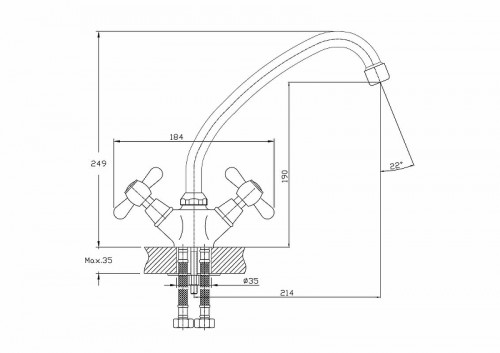 Смеситель для кухни Haiba HB4125 Хром