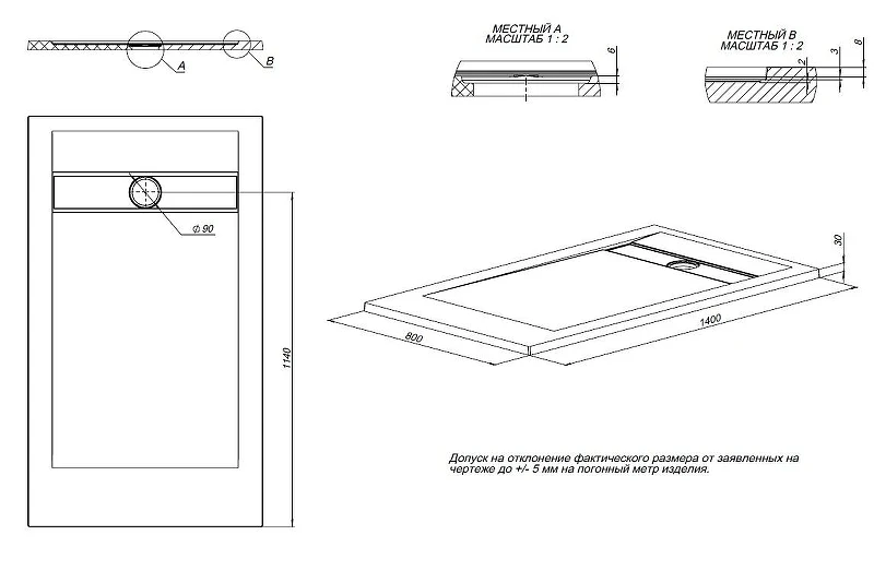 Душевой поддон из искусственного камня Allen Brau Infinity 140x80 8.21004-BGM цвет Синий+Серый
