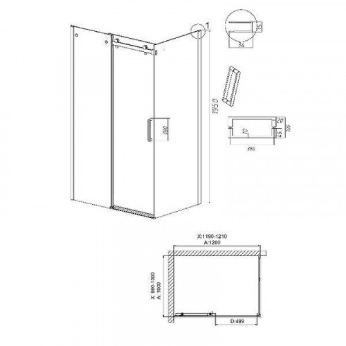 Душевой уголок Grossman Classic 120x100 120.K33.04.1210.42.00 профиль Графит сатин стекло прозрачное