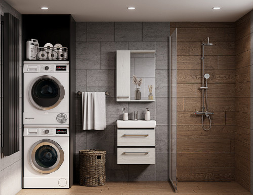 Зеркало со шкафом Aquaton Ронда 55 1A208602RSC2L с подсветкой Дуб сомерсет МДФ / ЛДСП