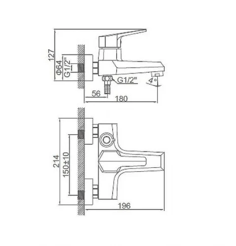 Смеситель для ванны Accoona H114 A63114 Хром