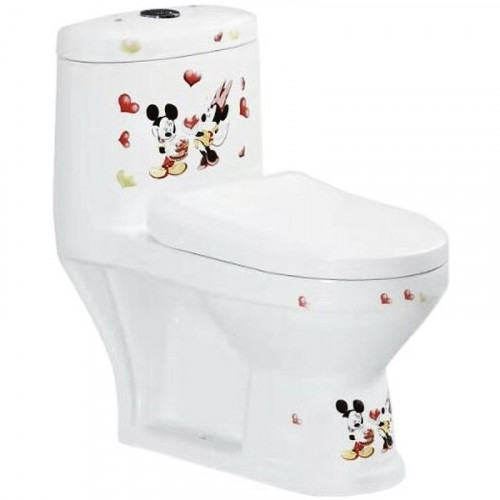 Унитаз моноблок SantiLine SL-5015 детский с сиденьем Микролифт с рисунком Микки Маус фаянс напольный