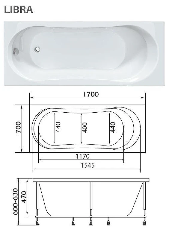 Акриловая ванна Creto Liona 170х70 30-17070 цвет Белый