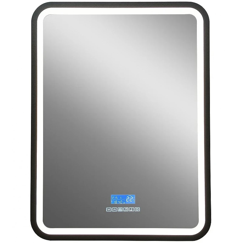 Зеркало Art&Max Genova AM-Gen-600-800-S-F-MFP с подсветкой с музыкальным блоком Черное стекло