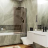 Шторка на ванну Maybah Glass MGV-67-6у 500x1400 в узком профиле Черный стекло бронзовое