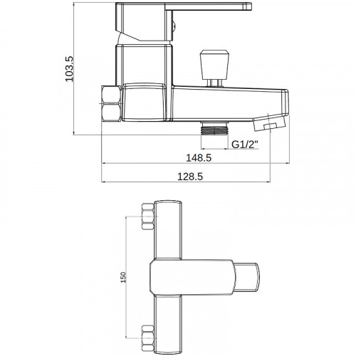 Смеситель для ванны Orange OneLife P06-100cr Хром