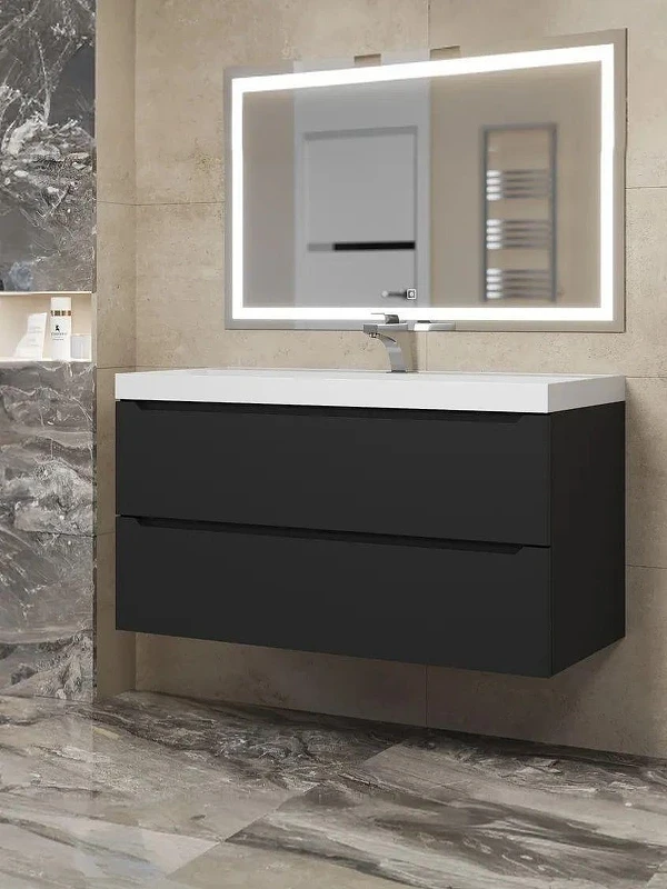 Тумба с раковиной Uperwood Tanos 100 291020256 подвесная цвет Черный матовый