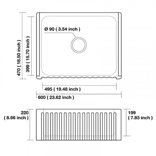 Кухонная мойка Kerasan Hannah Hampshire 60 546001 Белая керамика встраиваемый