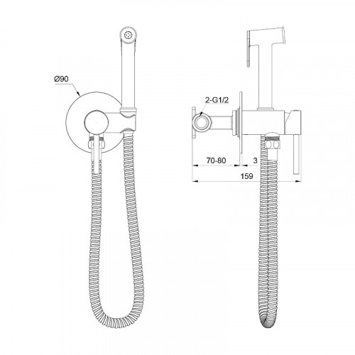 Гигиенический душ со смесителем Oliveeka Y OL-829902-BG цвет Золото матовое
