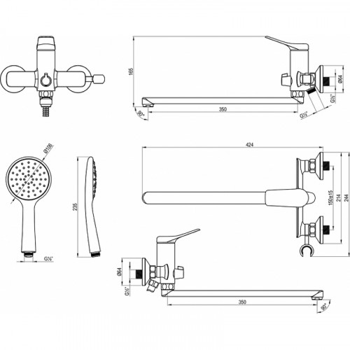 Смеситель для ванны Lemark Ortus LM11351C универсальный цвет Хром