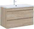 Тумба с раковиной Aquanet Нота New 100 335883 подвесная цвет Дуб светлый