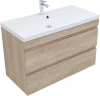 Тумба с раковиной Aquanet Нота New 100 335883 подвесная цвет Дуб светлый