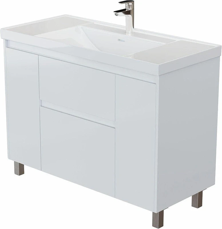 Тумба с раковиной Aquanet Nova Lite 2.0 110 365919 цвет Белый глянец