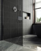 Душевая перегородка Maybah Glass MGD-705-5ш 690x1950 в широком профиле Хром матовый стекло графитовое