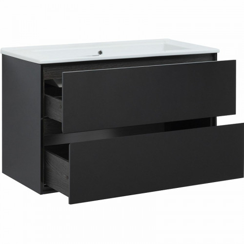 Тумба под раковину Aquanet Милан 105 316690 подвесная Черный глянец МДФ / ЛДСП