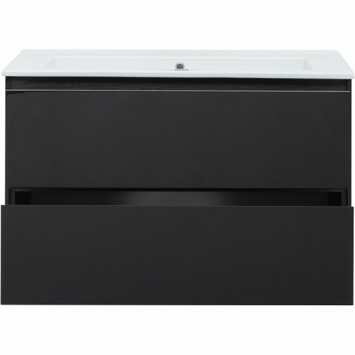 Тумба под раковину Aquanet Милан 105 316690 подвесная Черный глянец МДФ / ЛДСП