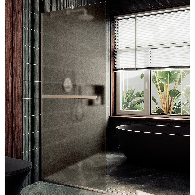 Душевая перегородка Maybah Glass MGD-710-5у 1090x1950 в узком профиле Хром матовый стекло бронзовое матовое