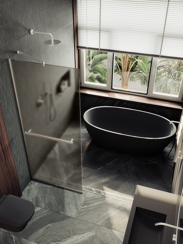 Душевая перегородка Maybah Glass MGD-710-5у 1090x1950 в узком профиле Хром матовый стекло бронзовое матовое