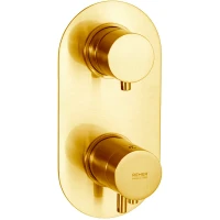 Смеситель для душа Remer Minimal Thermo NT93KBBG с термостатом Золото брашированное латунь встраиваемый