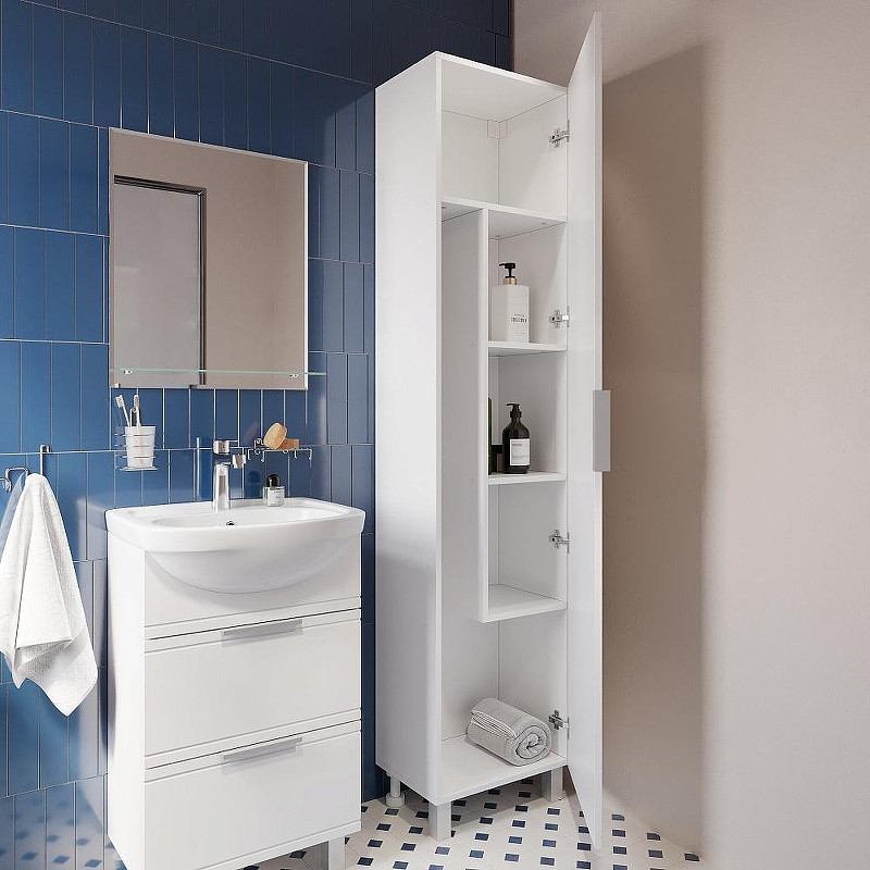 Шкаф пенал DIWO Дмитров 45 DMI.P.45/S/W цвет Белый