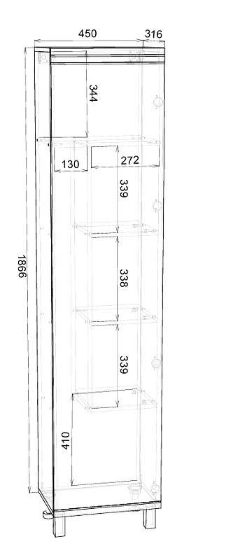 Шкаф пенал DIWO Дмитров 45 DMI.P.45/S/W цвет Белый