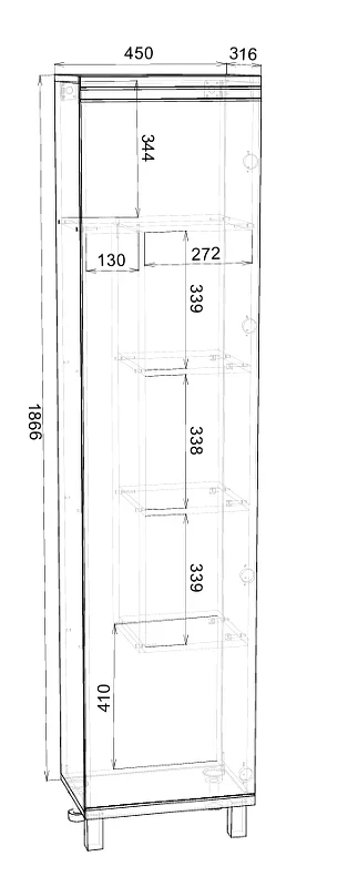 Шкаф пенал DIWO Дмитров 45 DMI.P.45/S/W цвет Белый