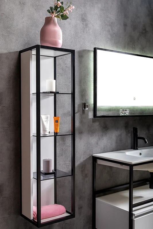 Шкаф пенал Boheme Armadi Art Loft 30 896-W подвесной Белый Черный МДФ / ЛДСП
