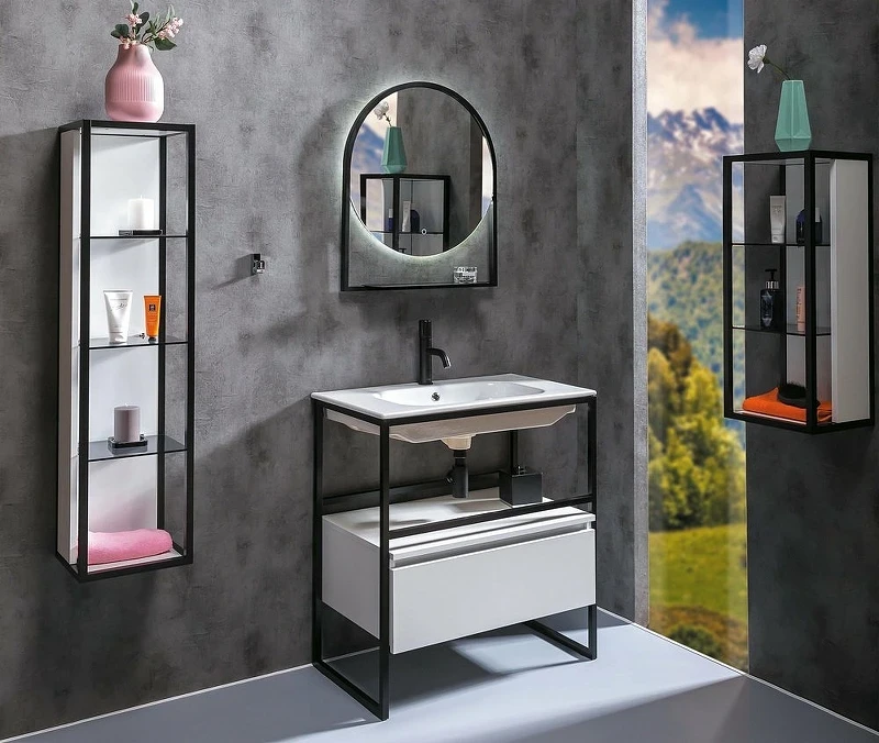 Шкаф пенал Boheme Armadi Art Loft 30 896-W подвесной Белый Черный МДФ / ЛДСП