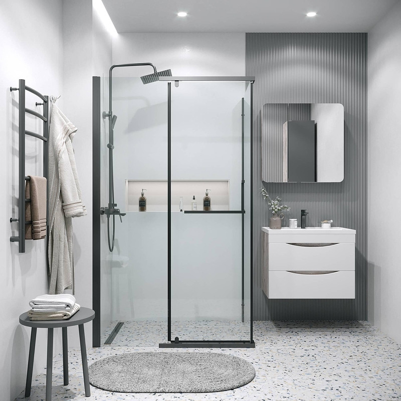 Душевая стенка Grossman Pragma 100 200.K33.03.100.21.00 профиль Черный матовый стекло прозрачное