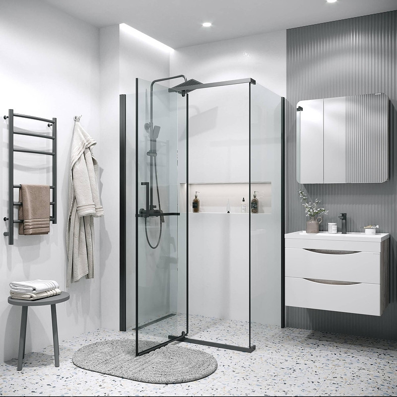 Душевая стенка Grossman Pragma 100 200.K33.03.100.21.00 профиль Черный матовый стекло прозрачное