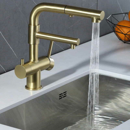 Смеситель для кухни ZorG Inox SZR-3216 BRONZE Бронза нержавеющая сталь