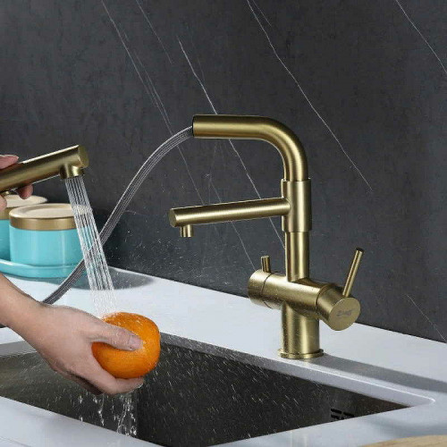 Смеситель для кухни ZorG Inox SZR-3216 BRONZE Бронза нержавеющая сталь