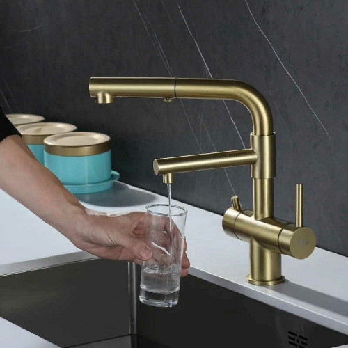 Смеситель для кухни ZorG Inox SZR-3216 BRONZE Бронза нержавеющая сталь