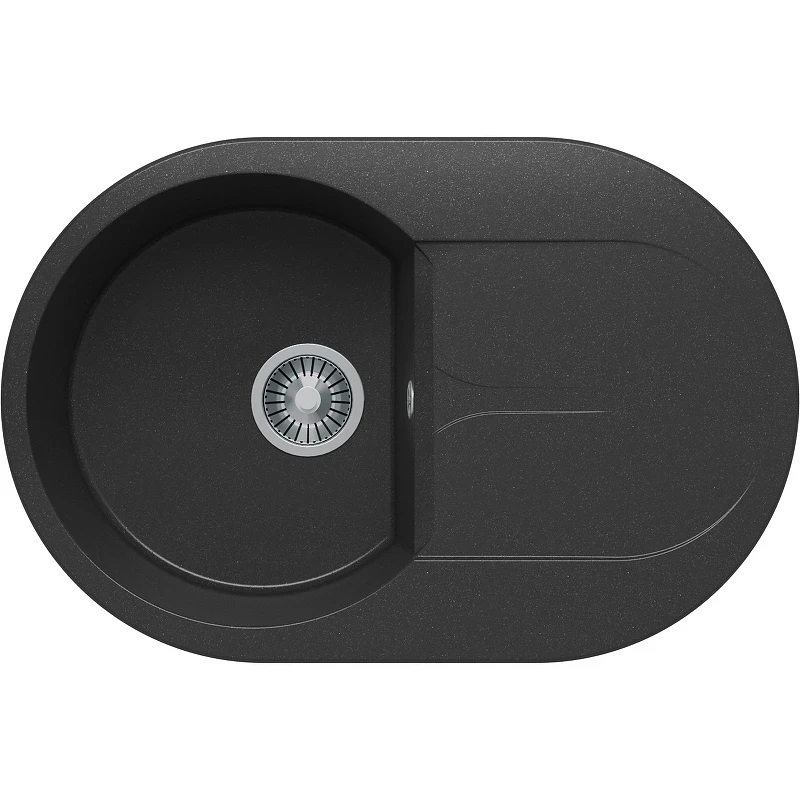 Кухонная мойка Polygran Atol-760 №16 679016 Черная искусственный камень (литьевой мрамор) встраиваемый