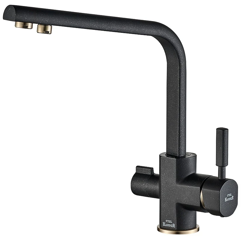Смеситель для кухни ZorG Steel Hammer SH 909 BLACK BR Черный матовый латунь